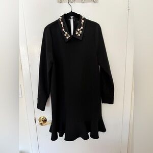 Lea & Viola Black Dress with Embellished Collar Like New Small